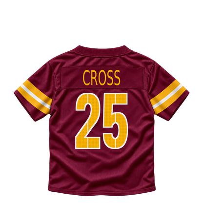 Washington Commanders jersey keychain — Nick Cross #25. Exact saved player artwork preview.