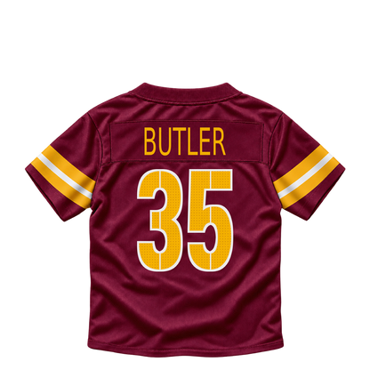 Washington Commanders jersey keychain — Percy Butler #35. Exact saved player artwork preview.