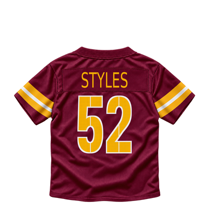 Washington Commanders jersey keychain — Sonny Styles #52. Exact saved player artwork preview.