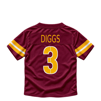Washington Commanders jersey keychain — Stefon Diggs #3. Exact saved player artwork preview.