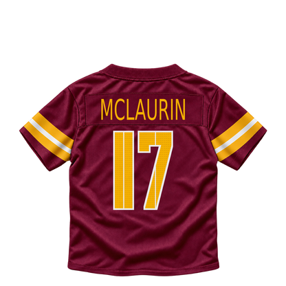 Washington Commanders jersey keychain — Terry McLaurin #17. Exact saved player artwork preview.