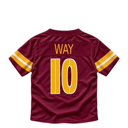 Washington Commanders jersey keychain — Tress Way #10. Exact saved player artwork preview.