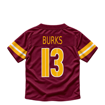 Washington Commanders jersey keychain — Treylon Burks #13. Exact saved player artwork preview.