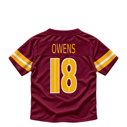 Washington Commanders jersey keychain — Tyler Owens #18. Exact saved player artwork preview.