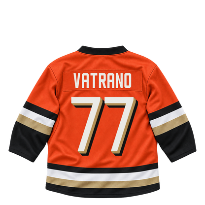 Anaheim Ducks jersey keychain — Frank Vatrano #77. Exact saved player artwork preview.