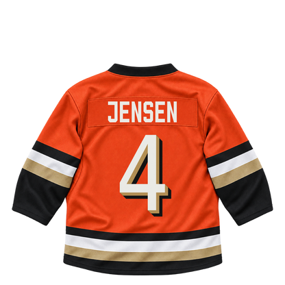 Anaheim Ducks jersey keychain — Nick Jensen #4. Exact saved player artwork preview.