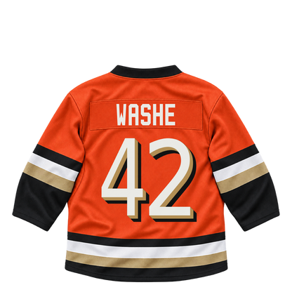 Anaheim Ducks jersey keychain — Tim Washe #42. Exact saved player artwork preview.