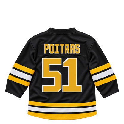 Boston Bruins jersey keychain — Matthew Poitras #51. Exact saved player artwork preview.