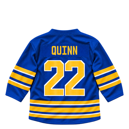 Buffalo Sabres jersey keychain — Jack Quinn #22. Exact saved player artwork preview.