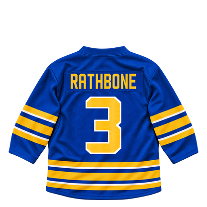 Buffalo Sabres jersey keychain — Jack Rathbone #3. Exact saved player artwork preview.
