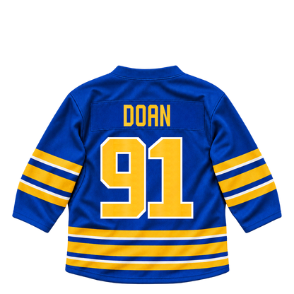 Buffalo Sabres jersey keychain — Josh Doan #91. Exact saved player artwork preview.