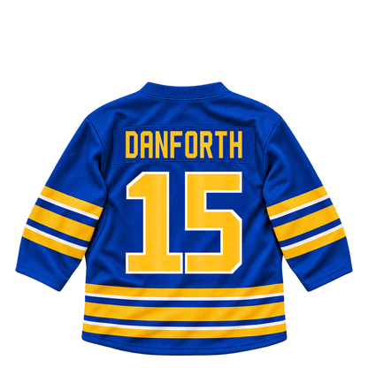 Buffalo Sabres jersey keychain — Justin Danforth #15. Exact saved player artwork preview.