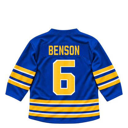 Buffalo Sabres jersey keychain — Zach Benson #6. Exact saved player artwork preview.