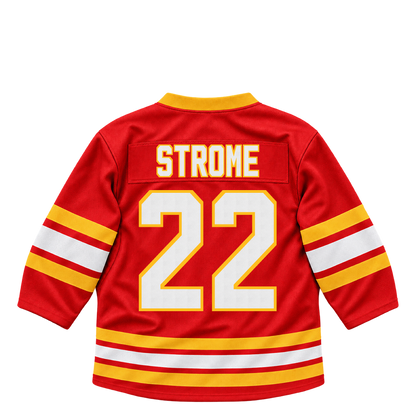 Calgary Flames jersey keychain — Ryan Strome #22. Exact saved player artwork preview.