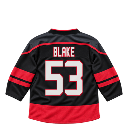 Carolina Hurricanes jersey keychain — Jackson Blake #53. Exact saved player artwork preview.