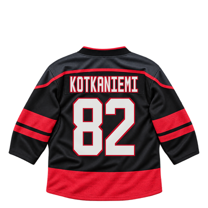 Carolina Hurricanes jersey keychain — Jesperi Kotkaniemi #82. Exact saved player artwork preview.