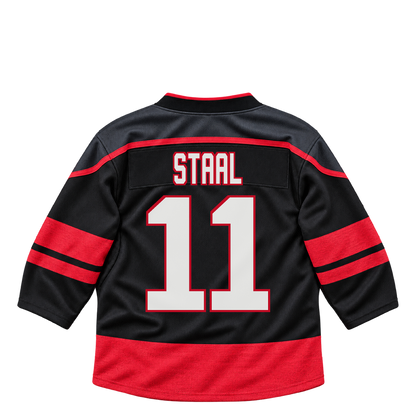Carolina Hurricanes jersey keychain — Jordan Staal #11. Exact saved player artwork preview.