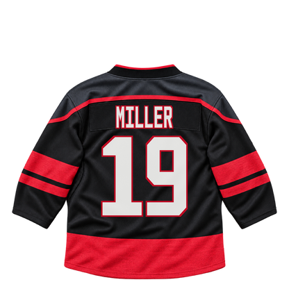 Carolina Hurricanes jersey keychain — K'Andre Miller #19. Exact saved player artwork preview.