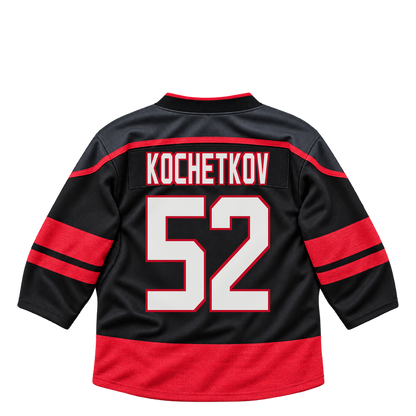 Carolina Hurricanes jersey keychain — Pyotr Kochetkov #52. Exact saved player artwork preview.