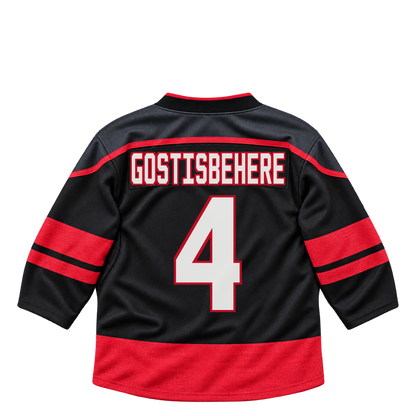Carolina Hurricanes jersey keychain — Shayne Gostisbehere #4. Exact saved player artwork preview.