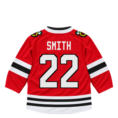 Chicago Blackhawks jersey keychain — Cole Smith #22. Exact saved player artwork preview.