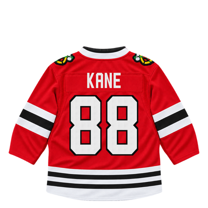 Chicago Blackhawks jersey keychain — Patrick Kane #88. Exact saved player artwork preview.