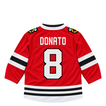 Chicago Blackhawks jersey keychain — Ryan Donato #8. Exact saved player artwork preview.