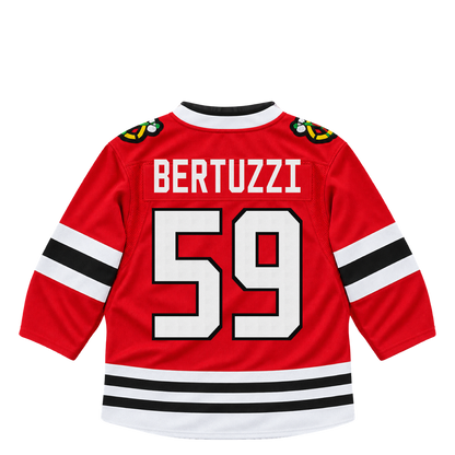 Chicago Blackhawks jersey keychain — Tyler Bertuzzi #59. Exact saved player artwork preview.