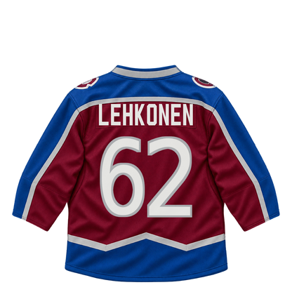 Colorado Avalanche jersey keychain — Artturi Lehkonen #62. Exact saved player artwork preview.