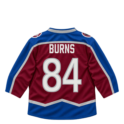 Colorado Avalanche jersey keychain — Brent Burns #84. Exact saved player artwork preview.