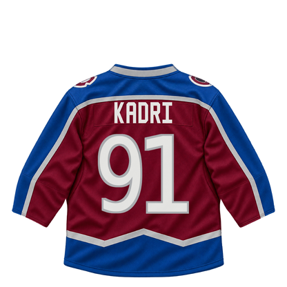 Colorado Avalanche jersey keychain — Nazem Kadri #91. Exact saved player artwork preview.