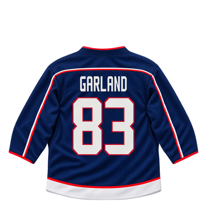 Columbus Blue Jackets jersey keychain — Conor Garland #83. Exact saved player artwork preview.