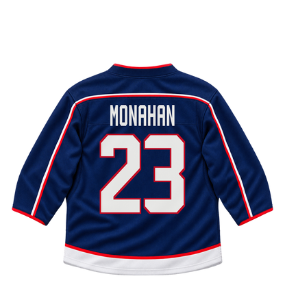 Columbus Blue Jackets jersey keychain — Sean Monahan #23. Exact saved player artwork preview.