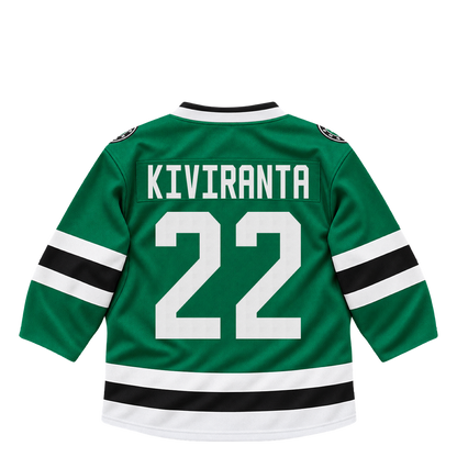 Dallas Stars jersey keychain — Joel Kiviranta #22. Exact saved player artwork preview.