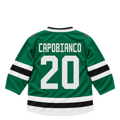 Dallas Stars jersey keychain — Kyle Capobianco #20. Exact saved player artwork preview.
