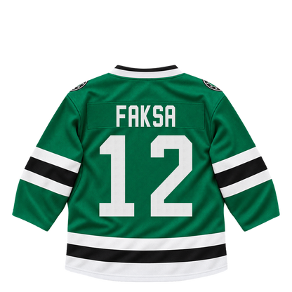 Dallas Stars jersey keychain — Radek Faksa #12. Exact saved player artwork preview.