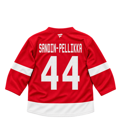 Detroit Red Wings jersey keychain — Axel Sandin-Pellikka #44. Exact saved player artwork preview.