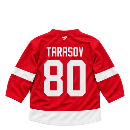 Detroit Red Wings jersey keychain — Daniil Tarasov #80. Exact saved player artwork preview.