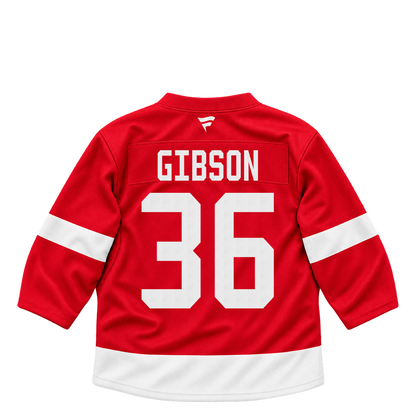 Detroit Red Wings jersey keychain — John Gibson #36. Exact saved player artwork preview.