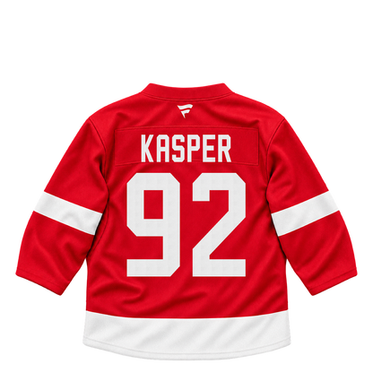 Detroit Red Wings jersey keychain — Marco Kasper #92. Exact saved player artwork preview.
