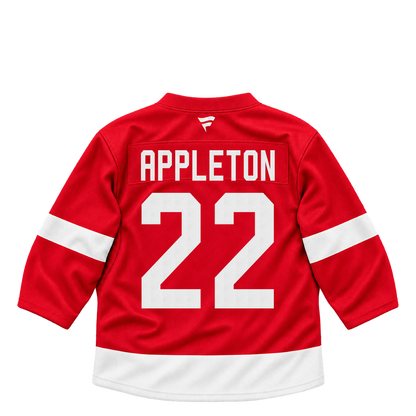 Detroit Red Wings jersey keychain — Mason Appleton #22. Exact saved player artwork preview.