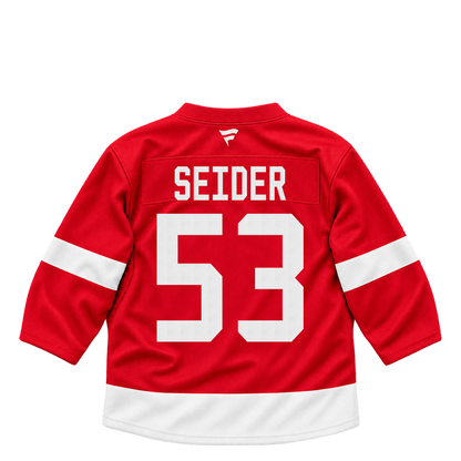 Detroit Red Wings jersey keychain — Moritz Seider #53. Exact saved player artwork preview.