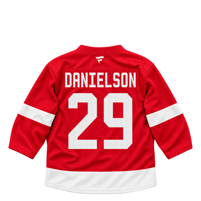 Detroit Red Wings jersey keychain — Nate Danielson #29. Exact saved player artwork preview.