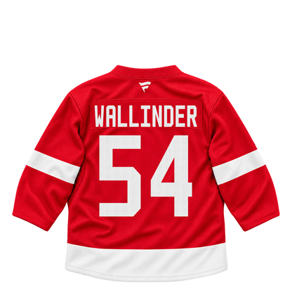 Detroit Red Wings jersey keychain — William Wallinder #54. Exact saved player artwork preview.
