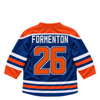 Edmonton Oilers jersey keychain — Alex Formenton #26. Exact saved player artwork preview.