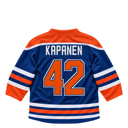 Edmonton Oilers jersey keychain — Kasperi Kapanen #42. Exact saved player artwork preview.