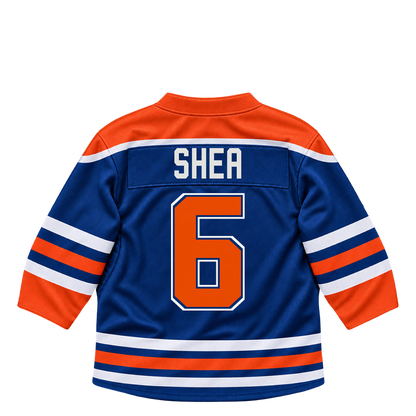 Edmonton Oilers jersey keychain — Ryan Shea #6. Exact saved player artwork preview.