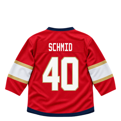 Florida Panthers jersey keychain — Akira Schmid #40. Exact saved player artwork preview.
