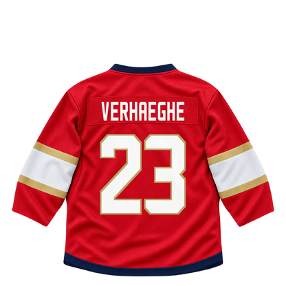 Florida Panthers jersey keychain — Carter Verhaeghe #23. Exact saved player artwork preview.