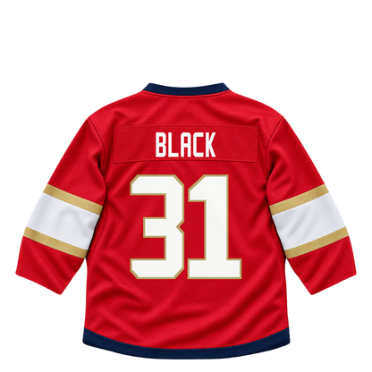 Florida Panthers jersey keychain — Cooper Black #31. Exact saved player artwork preview.